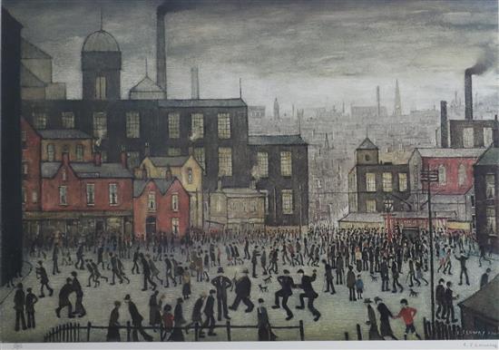 § Lawrence Stephen Lowry (1887-1976) offset lithograph printed in colours, Our Town, 45 x 63cm.